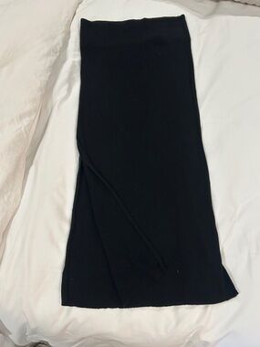 Free People Black Ribbed Knit Midi Skirt